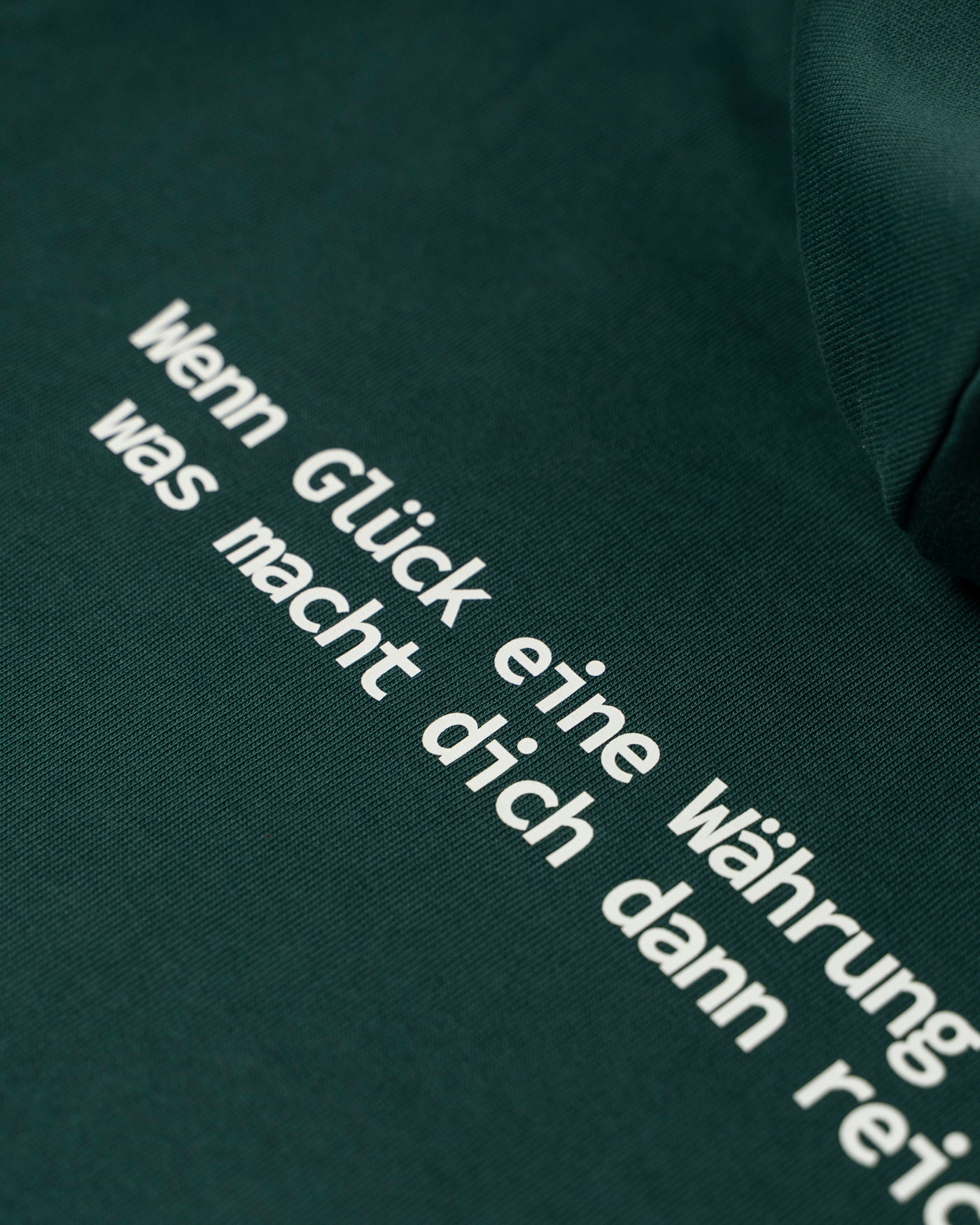 »Wenn Glück eine Währung wäre, was macht dich dann reich?« Unisex Hoodie